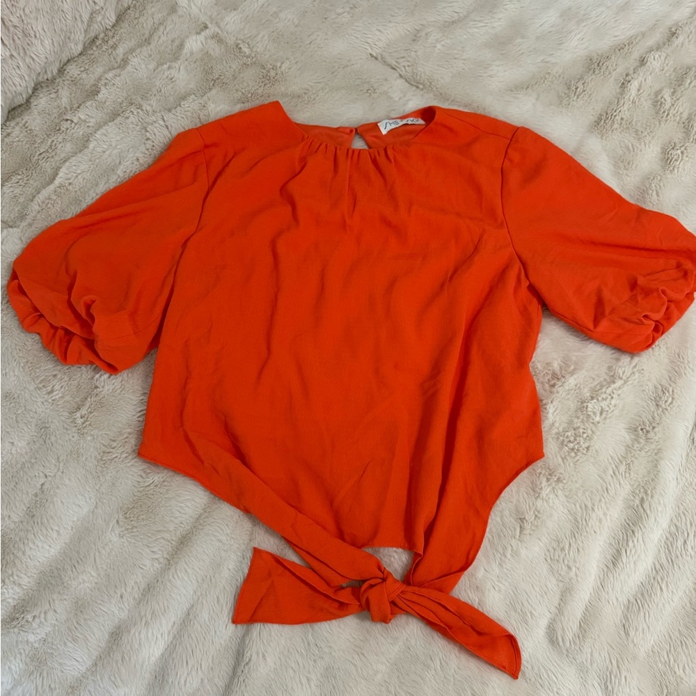 She + Sky Vibrant Tangerine Crop Top